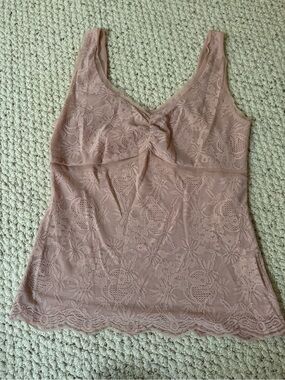 Larsen New York Lace Scoop Neck Tank Top in Dusty Rose